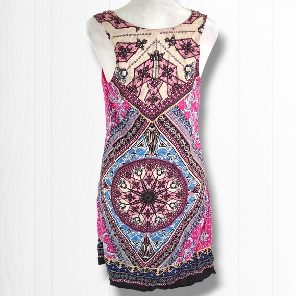 Jealous Tomato Women's Sleeveless Colorful Boho Sheath Mini Dress Size Small - Picture 7 of 10